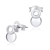 Double Circle Silver Stud Earring STS-3243
